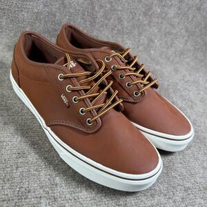 Vans Atwood Mens 10 Shoes Leather Brown Marshmallow Lace Up Boat Dock Casual